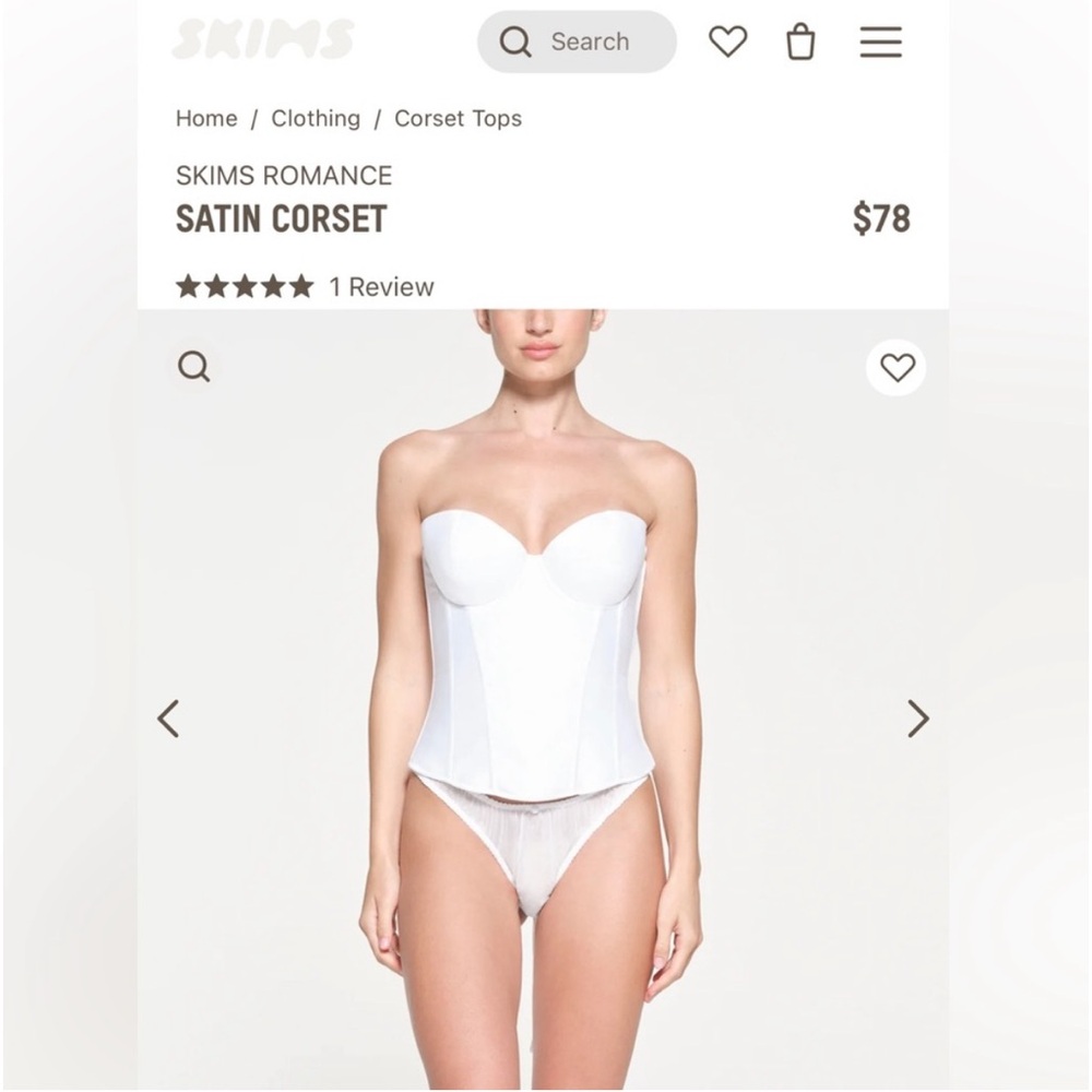 Skims Bridal Satin Corset Size L color snow